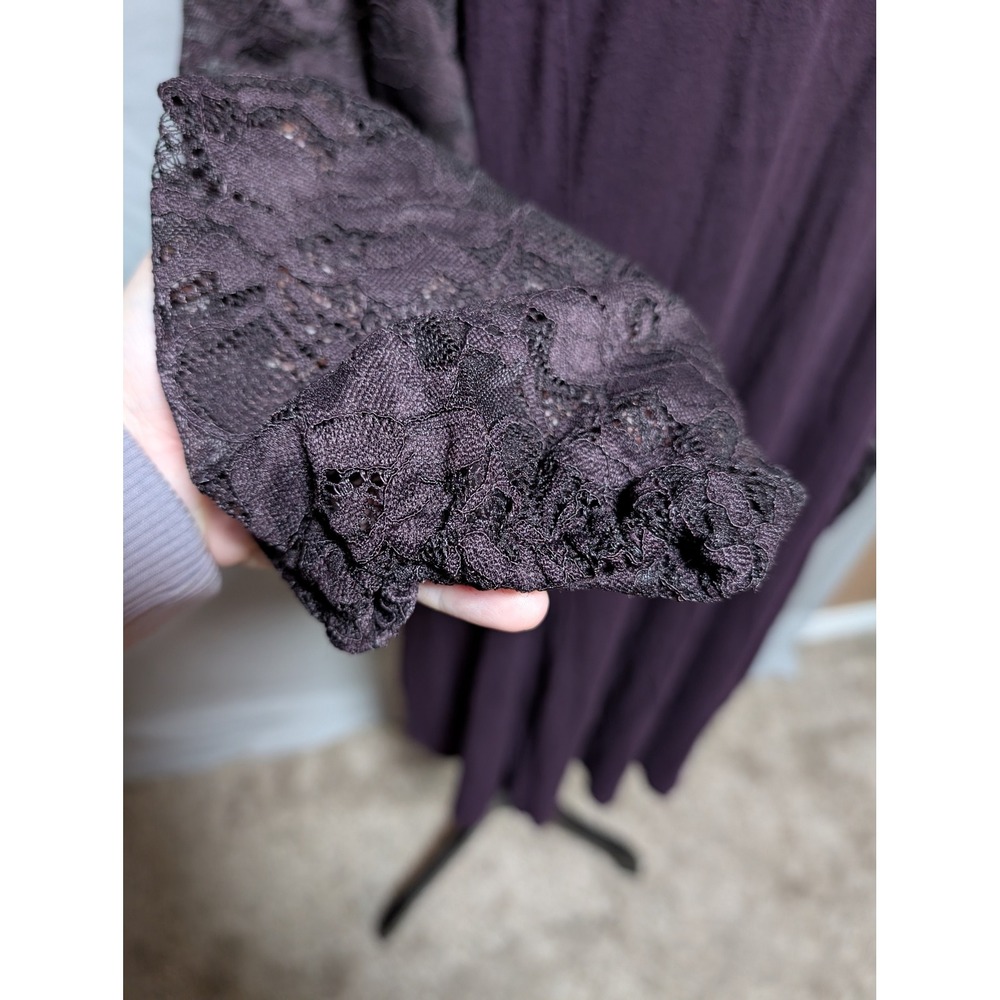 Apt. 9 Women's Dark Purple Floral‎ Lace Sleeve Shift Dress Size Large - Picture 4 of 10